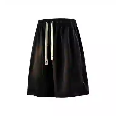 兰缪 美式日系高街复古简约设计基础款印花日常户外运动通勤山系潮流宽松清爽透气柔软百搭垂感直筒系带休闲短裤 男女同款