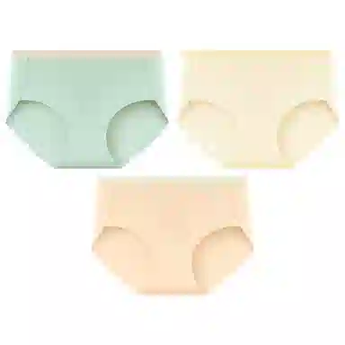 二三二三 纯色轻薄透气不卡档不夹臀高弹中腰舒适柔软不勒肉吸湿排汗三角裤柔软亲肤不卷边纯色简约时尚百搭少女内裤 女款 组合装