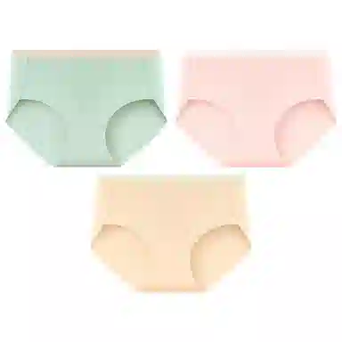 二三二三 纯色轻薄透气不卡档不夹臀高弹中腰舒适柔软不勒肉吸湿排汗三角裤柔软亲肤不卷边纯色简约时尚百搭少女内裤 女款 组合装