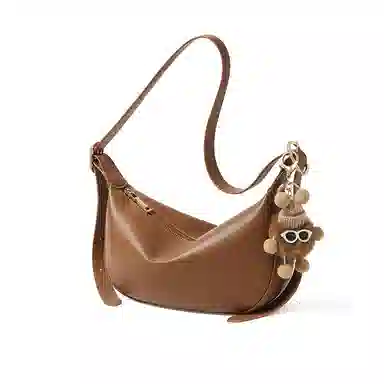 纳兰杜 包包女高颜值潮流百搭休闲高级感简约女包通勤 牛皮 饺子包新月包斜挎单肩包 中号 女款 燕麦色