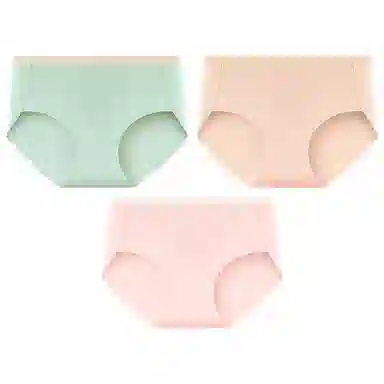 二三二三 纯色轻薄透气不卡档不夹臀高弹中腰舒适柔软不勒肉吸湿排汗三角裤柔软亲肤不卷边纯色简约时尚百搭少女内裤 女款 组合装