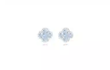 牧言 冰糖四叶草 清冷气质森系简约小众设计高级感 光面立体不规则碎石蓝色幸运草日常百搭小巧耳饰 合金 耳钉 女款