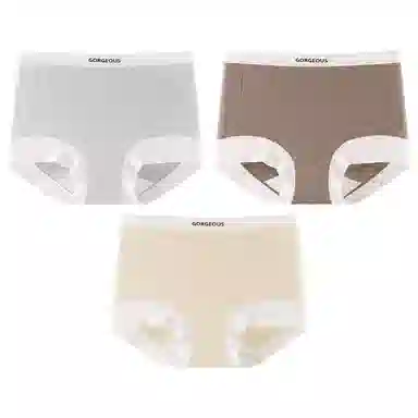 二三二三 简约时尚吸湿透气不卡档不夹臀中腰高弹舒适不勒平角裤柔软亲肤日常穿着撞色字母印花优雅知性女士内裤 女款 组合装