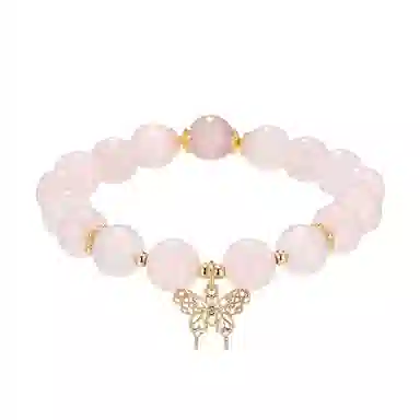 珂里 新中式国潮清冷白月光甜美轻奢高级感 转运珠 在逃公主蝴蝶 招桃花姻缘 好运合成/人造 粉水晶 手串 女款