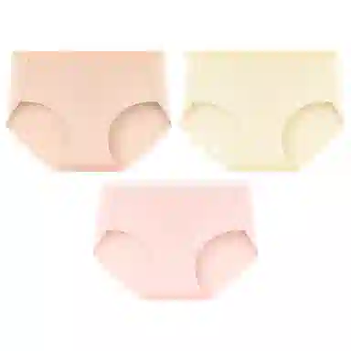 二三二三 纯色轻薄透气不卡档不夹臀高弹中腰舒适柔软不勒肉吸湿排汗三角裤柔软亲肤不卷边纯色简约时尚百搭少女内裤 女款 组合装