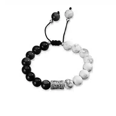 【S999足银纯银】 七七银饰 祥云好运 平安吉祥 财源滚滚 好运常在 新中式复古设计 八方来财天然 黑曜石 手串 男女同款情侣款