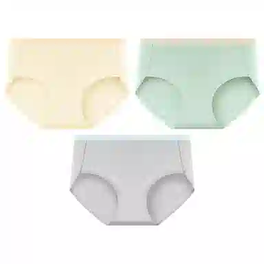 二三二三 纯色轻薄透气不卡档不夹臀高弹中腰舒适柔软不勒肉吸湿排汗三角裤柔软亲肤不卷边纯色简约时尚百搭少女内裤 女款 组合装