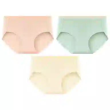 二三二三 纯色轻薄透气不卡档不夹臀高弹中腰舒适柔软不勒肉吸湿排汗三角裤柔软亲肤不卷边纯色简约时尚百搭少女内裤 女款 组合装