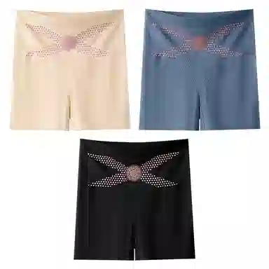 二三二三 纯色高腰收腹提臀不卡档不夹臀不勒腿亲肤舒适柔软平角裤透气防夹臀时尚百搭无痕修身塑形知性典雅内裤 女款 组合装