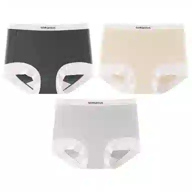 二三二三 简约时尚吸湿透气不卡档不夹臀中腰高弹舒适不勒平角裤柔软亲肤日常穿着撞色字母印花优雅知性女士内裤 女款 组合装