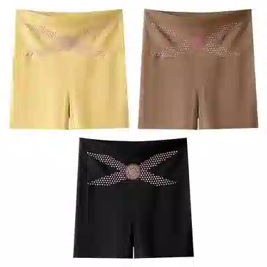 二三二三 纯色高腰收腹提臀不卡档不夹臀不勒腿亲肤舒适柔软平角裤透气防夹臀时尚百搭无痕修身塑形知性典雅内裤 女款 组合装