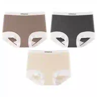 二三二三 简约时尚吸湿透气不卡档不夹臀中腰高弹舒适不勒平角裤柔软亲肤日常穿着撞色字母印花优雅知性女士内裤 女款 组合装