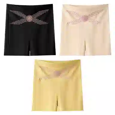 二三二三 纯色高腰收腹提臀不卡档不夹臀不勒腿亲肤舒适柔软平角裤透气防夹臀时尚百搭无痕修身塑形知性典雅内裤 女款 组合装