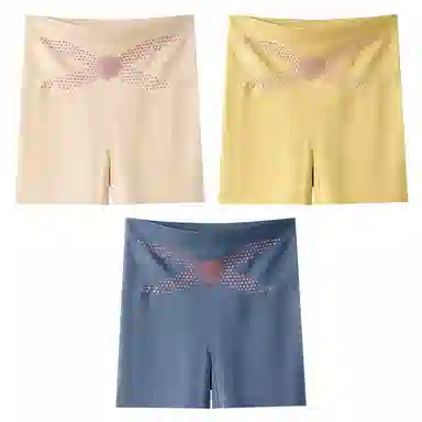 二三二三 纯色高腰收腹提臀不卡档不夹臀不勒腿亲肤舒适柔软平角裤透气防夹臀时尚百搭无痕修身塑形知性典雅内裤 女款 组合装