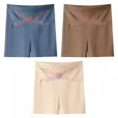 二三二三 纯色高腰收腹提臀不卡档不夹臀不勒腿亲肤舒适柔软平角裤透气防夹臀时尚百搭无痕修身塑形知性典雅内裤 女款 组合装