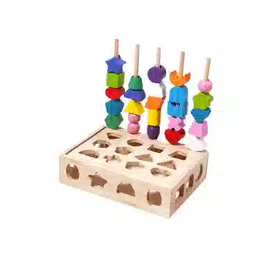 咕轹 串珠五套柱 早教益智玩具