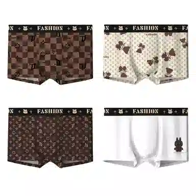 Modal Classic Retro Cartoon Print Seamless Men's Underwear 4-Pack