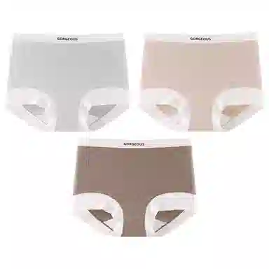 二三二三 简约时尚吸湿透气不卡档不夹臀中腰高弹舒适不勒平角裤柔软亲肤日常穿着撞色字母印花优雅知性女士内裤 女款 组合装