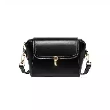 纳兰杜 高级感包包简约实用时尚百搭经典上班通勤 牛皮拼合成革 小方包斜挎单肩包 迷你 女款 子夜黑