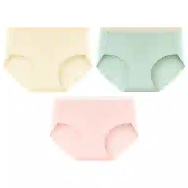 二三二三 纯色轻薄透气不卡档不夹臀高弹中腰舒适柔软不勒肉吸湿排汗三角裤柔软亲肤不卷边纯色简约时尚百搭少女内裤 女款 组合装
