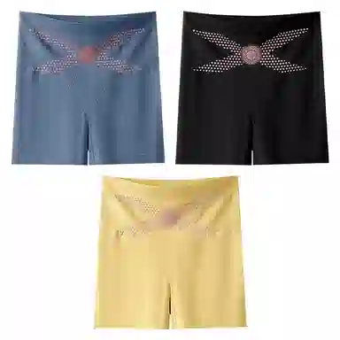 二三二三 纯色高腰收腹提臀不卡档不夹臀不勒腿亲肤舒适柔软平角裤透气防夹臀时尚百搭无痕修身塑形知性典雅内裤 女款 组合装