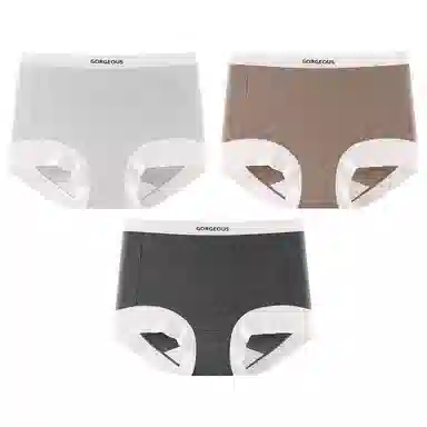 二三二三 简约时尚吸湿透气不卡档不夹臀中腰高弹舒适不勒平角裤柔软亲肤日常穿着撞色字母印花优雅知性女士内裤 女款 组合装