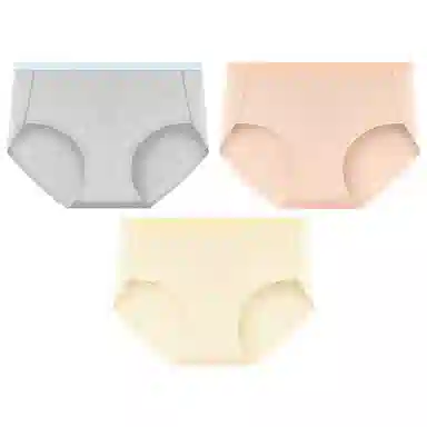 二三二三 纯色轻薄透气不卡档不夹臀高弹中腰舒适柔软不勒肉吸湿排汗三角裤柔软亲肤不卷边纯色简约时尚百搭少女内裤 女款 组合装