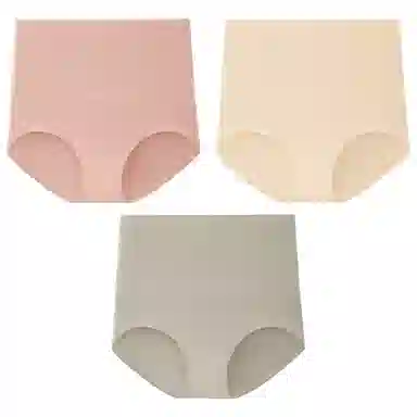 二三二三 纯色简约高腰收腹抑菌透气柔软舒适不勒不卡档不卷边束腰吸湿排汗三角裤不夹臀亲肤时尚潮流百搭剖腹产专用内裤 女款 组合装