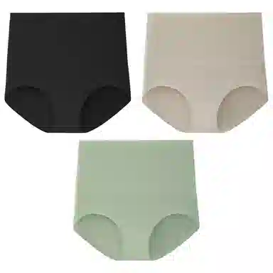 二三二三 纯色简约高腰收腹抑菌透气柔软舒适不勒不卡档不卷边束腰吸湿排汗三角裤不夹臀亲肤时尚潮流百搭剖腹产专用内裤 女款 组合装