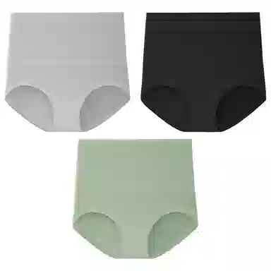 二三二三 纯色简约高腰收腹抑菌透气柔软舒适不勒不卡档不卷边束腰吸湿排汗三角裤不夹臀亲肤时尚潮流百搭剖腹产专用内裤 女款 组合装