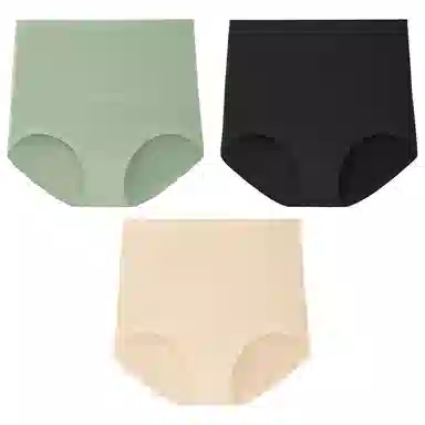 二三二三 纯色简约高腰收腹抑菌透气柔软舒适不勒不卡档不卷边束腰吸湿排汗三角裤不夹臀亲肤时尚潮流百搭剖腹产专用内裤 女款 组合装