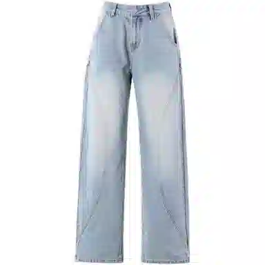 玫丝朵 宽松舒适纯色牛仔裤 女款 浅蓝