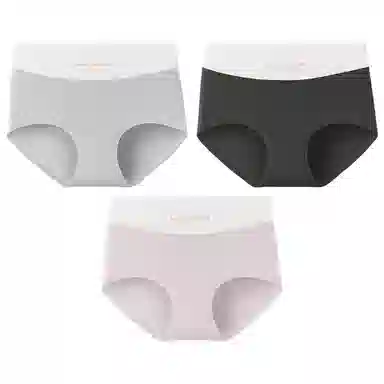 二三二三 轻薄透气无痕裸感不卷边舒适不勒中腰高弹三角裤防夹臀不卡档亲肤撞色字母时尚百搭潮流简约运动少女内裤 女款 组合装