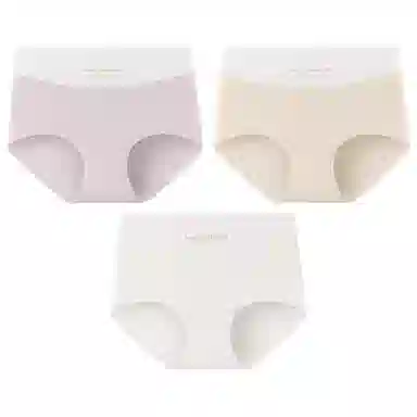 二三二三 轻薄透气无痕裸感不卷边舒适不勒中腰高弹三角裤防夹臀不卡档亲肤撞色字母时尚百搭潮流简约运动少女内裤 女款 组合装