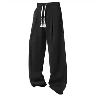 大卫贝肯 美式纯色简约基础款潮流直筒阔腿纯色系带时尚舒适透气日常通勤宽松休闲裤 男女同款