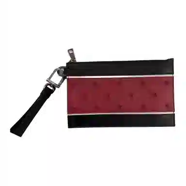 范思哲 美杜莎浮雕金属硬件 牛皮 手拿包 小号 男款 红色拼黑色