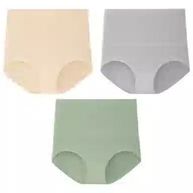 二三二三 纯色简约高腰收腹抑菌透气柔软舒适不勒不卡档不卷边束腰吸湿排汗三角裤不夹臀亲肤时尚潮流百搭剖腹产专用内裤 女款 组合装