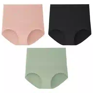 二三二三 纯色简约高腰收腹抑菌透气柔软舒适不勒不卡档不卷边束腰吸湿排汗三角裤不夹臀亲肤时尚潮流百搭剖腹产专用内裤 女款 组合装