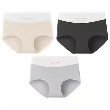 二三二三 轻薄透气无痕裸感不卷边舒适不勒中腰高弹三角裤防夹臀不卡档亲肤撞色字母时尚百搭潮流简约运动少女内裤 女款 组合装