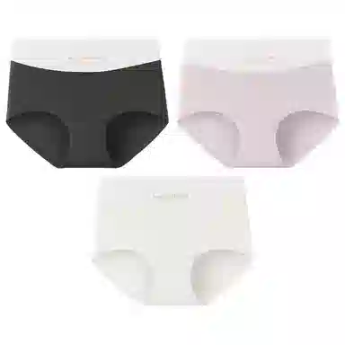 二三二三 轻薄透气无痕裸感不卷边舒适不勒中腰高弹三角裤防夹臀不卡档亲肤撞色字母时尚百搭潮流简约运动少女内裤 女款 组合装