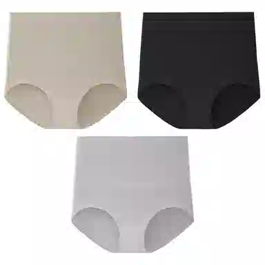 二三二三 纯色简约高腰收腹抑菌透气柔软舒适不勒不卡档不卷边束腰吸湿排汗三角裤不夹臀亲肤时尚潮流百搭剖腹产专用内裤 女款 组合装