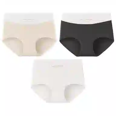 二三二三 轻薄透气无痕裸感不卷边舒适不勒中腰高弹三角裤防夹臀不卡档亲肤撞色字母时尚百搭潮流简约运动少女内裤 女款 组合装