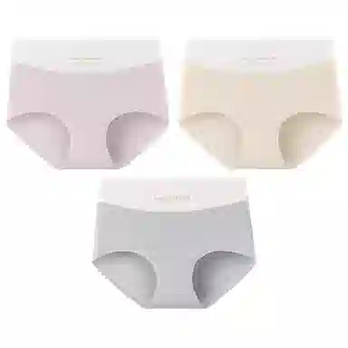 二三二三 轻薄透气无痕裸感不卷边舒适不勒中腰高弹三角裤防夹臀不卡档亲肤撞色字母时尚百搭潮流简约运动少女内裤 女款 组合装