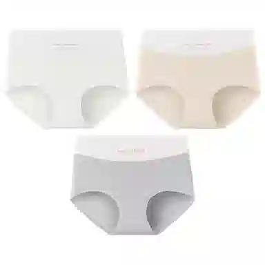 二三二三 轻薄透气无痕裸感不卷边舒适不勒中腰高弹三角裤防夹臀不卡档亲肤撞色字母时尚百搭潮流简约运动少女内裤 女款 组合装