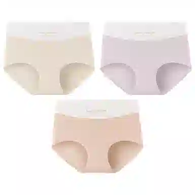二三二三 轻薄透气无痕裸感不卷边舒适不勒中腰高弹三角裤防夹臀不卡档亲肤撞色字母时尚百搭潮流简约运动少女内裤 女款 组合装