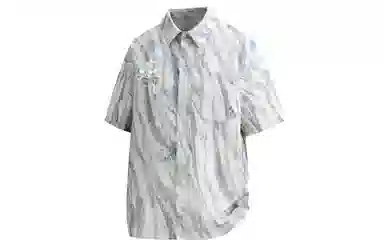 王者荣耀 美式复古扎染撞色冰丝玫瑰花卉印花透气凉感宽松舒适松弛感少年感港风休闲百搭时尚短袖衬衫 男女同款