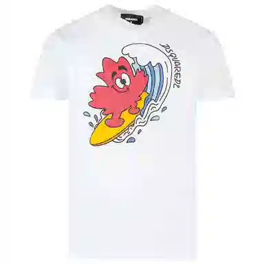 DSQUARED2 SS23 Logo Print Crewneck T-Shirt White