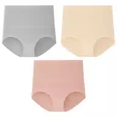 二三二三 纯色简约高腰收腹抑菌透气柔软舒适不勒不卡档不卷边束腰吸湿排汗三角裤不夹臀亲肤时尚潮流百搭剖腹产专用内裤 女款 组合装