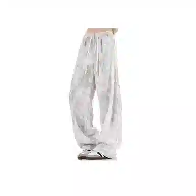 零氏 夏季透气凉感潮流时尚扎染设计感高街潮牌宽松百搭舒适抗皱耐磨垂感日常通勤清爽冰丝阔腿休闲裤 男女同款