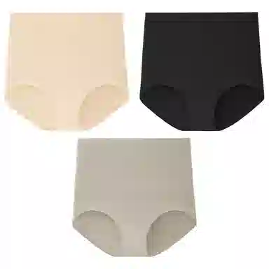 二三二三 纯色简约高腰收腹抑菌透气柔软舒适不勒不卡档不卷边束腰吸湿排汗三角裤不夹臀亲肤时尚潮流百搭剖腹产专用内裤 女款 组合装